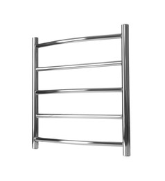 Modern heated towel rail isolated on white