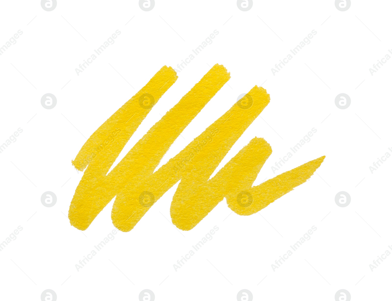 Photo of Stroke drawn with yellow marker isolated on white, top view