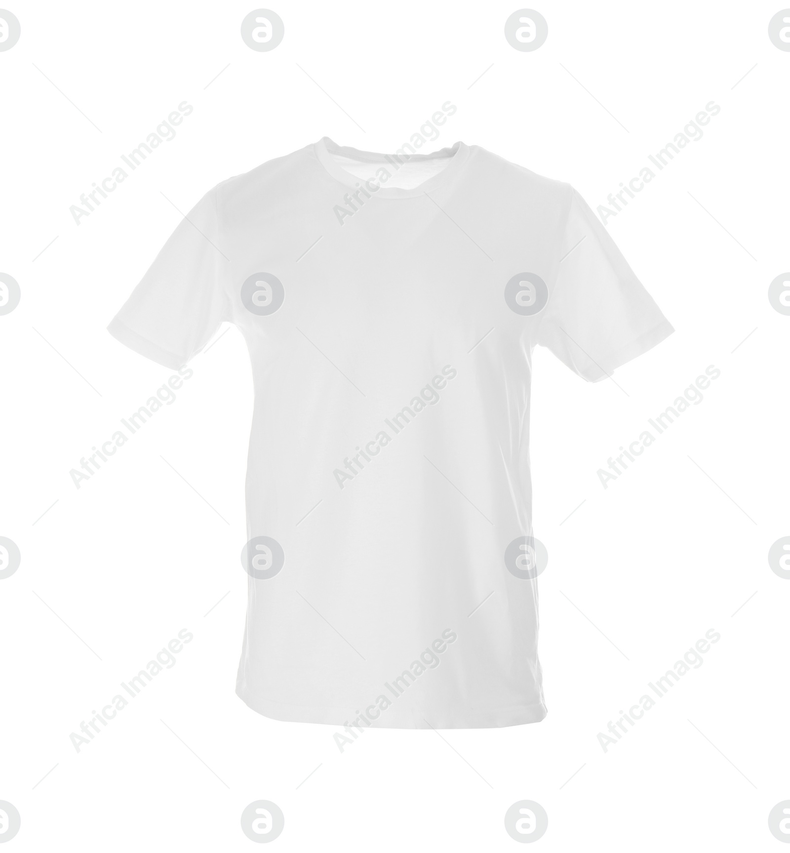 Photo of Stylish t-shirt on mannequin against white background. Men's clothes