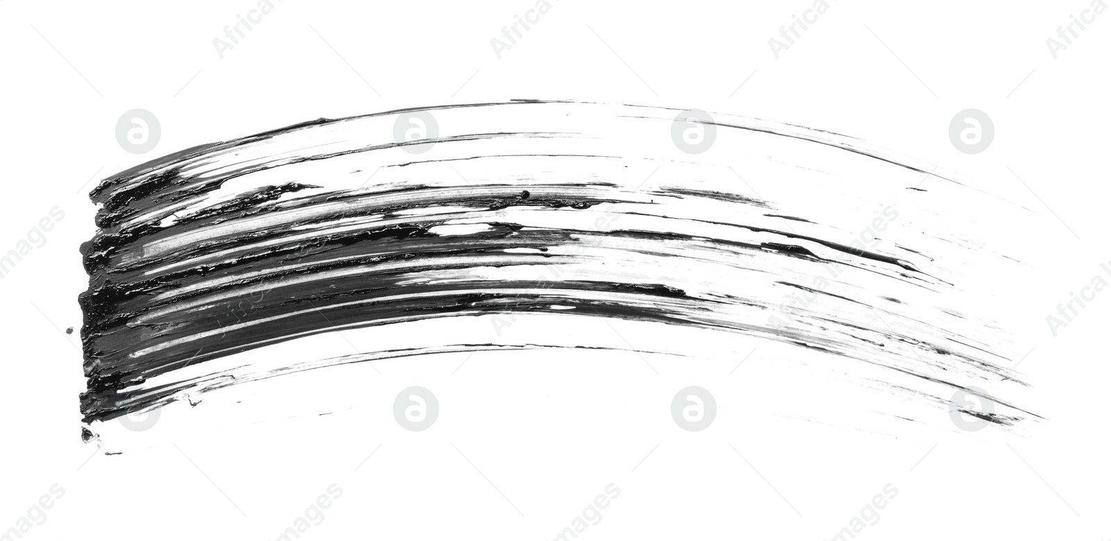 Photo of Smear of black mascara isolated on white, top view