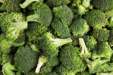 Fresh raw broccoli as background, top view