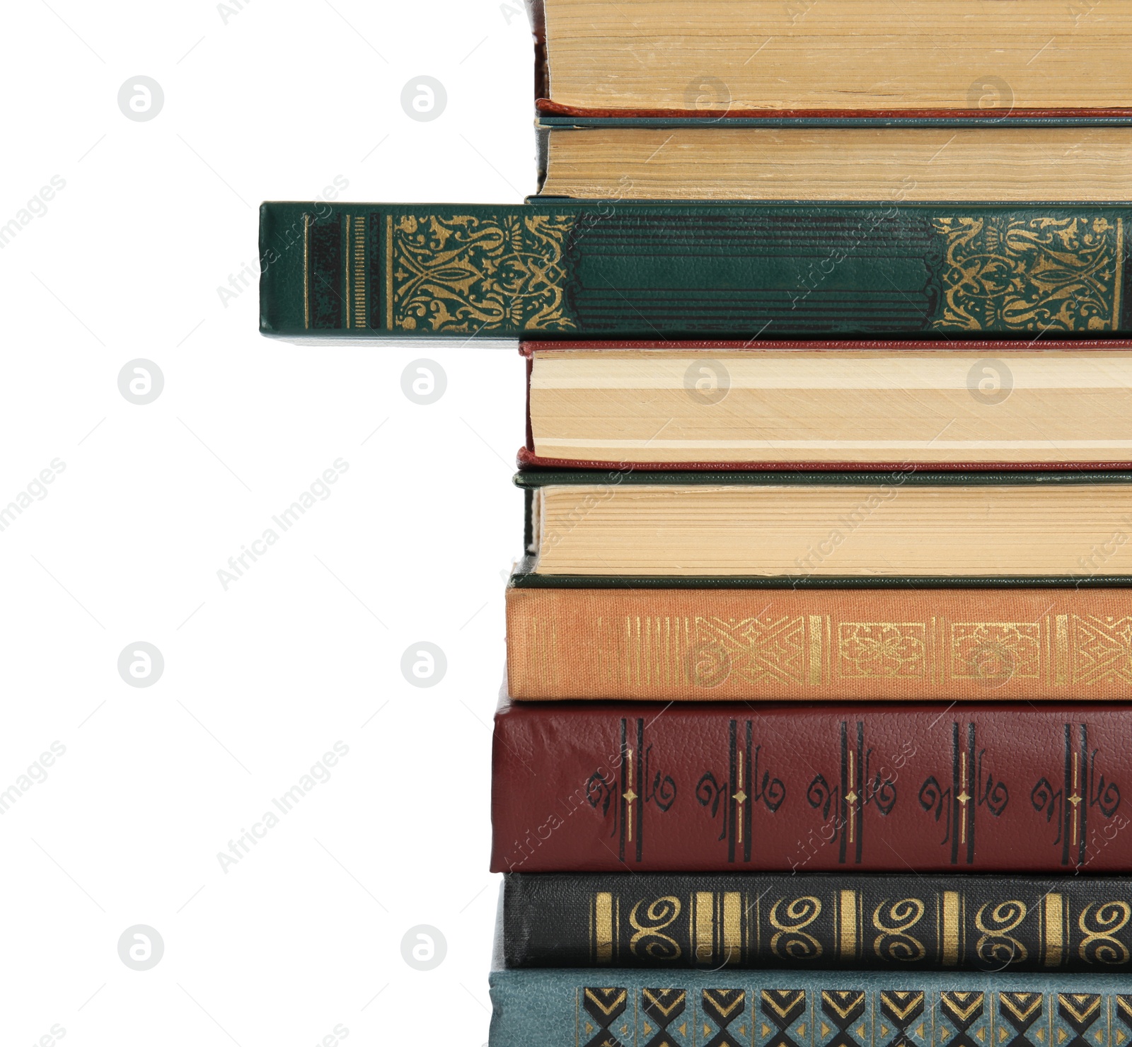 Photo of Collection of different books isolated on white