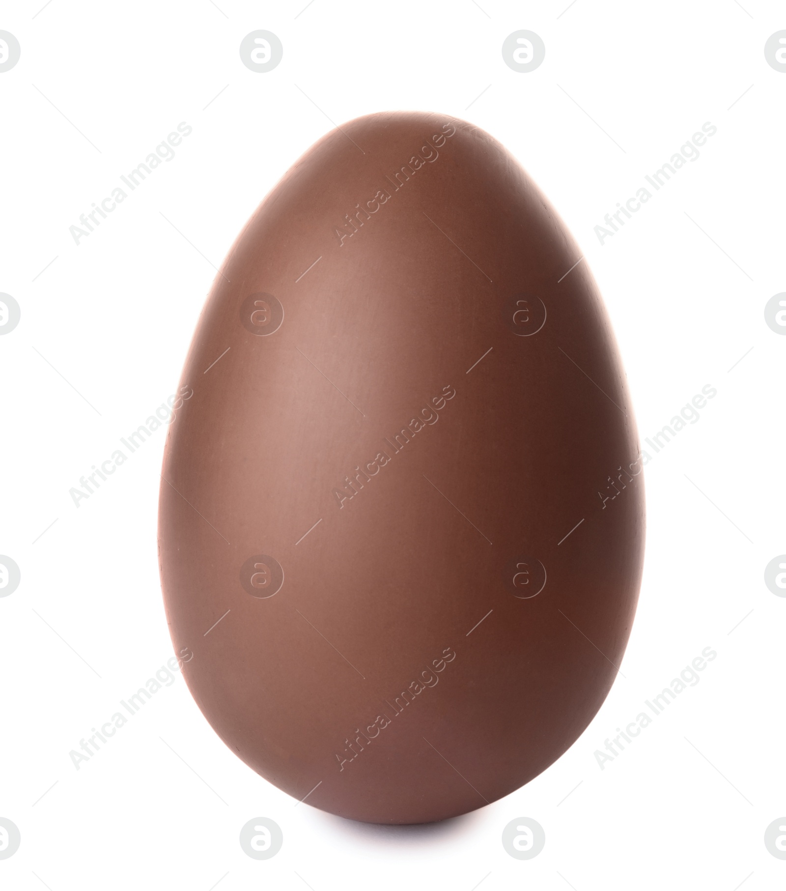 Photo of Tasty chocolate Easter egg on white background