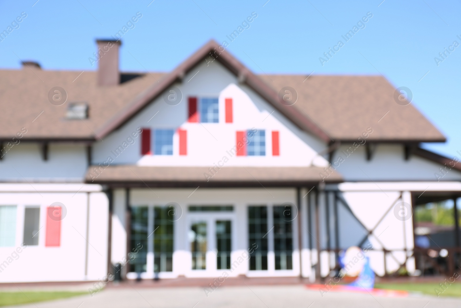 Photo of Blurred view of stylish building on sunny day