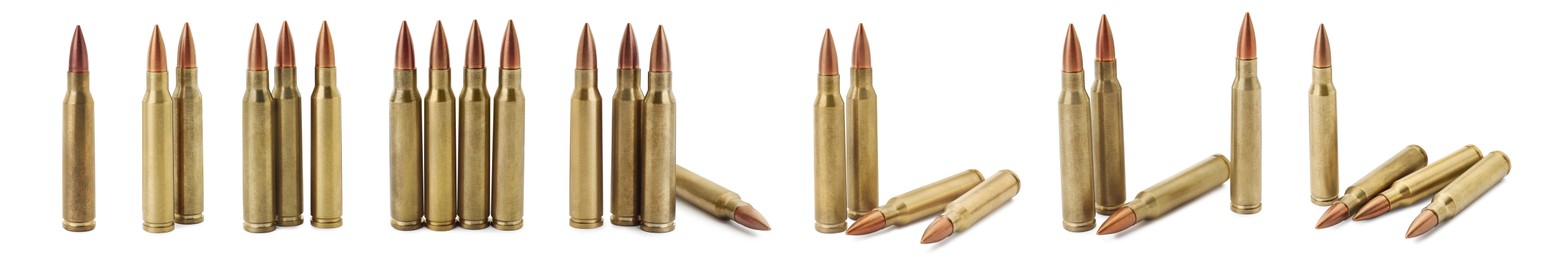 Image of Set of many bullets on white background. Banner design
