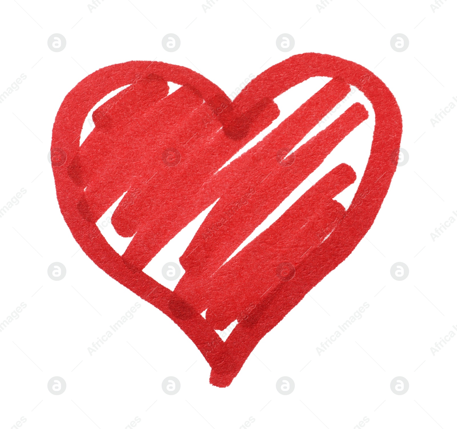 Photo of Heart drawn with red marker on white background, top view