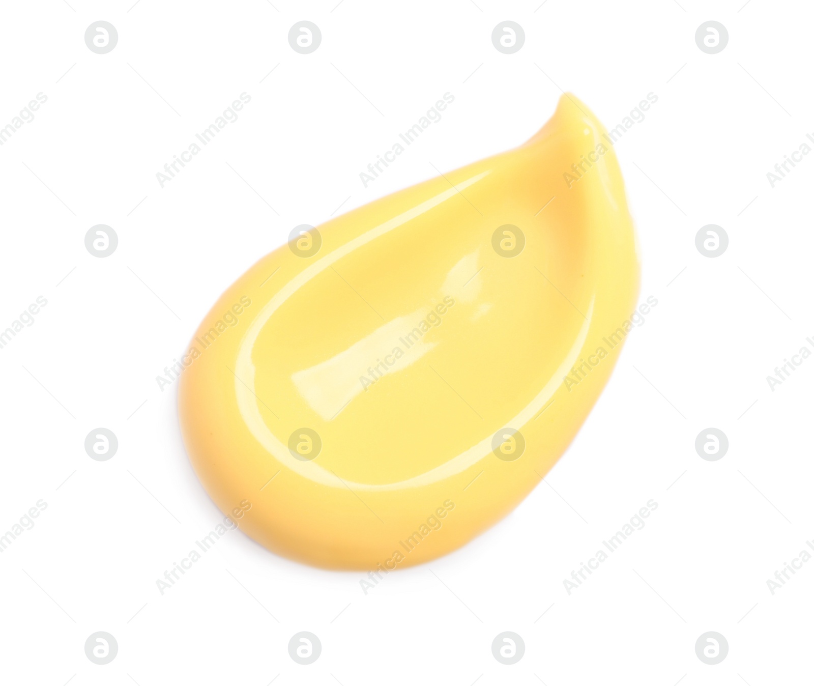 Photo of Delicious melted cheese isolated on white, top view