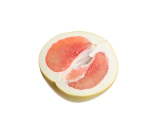 Photo of Half of red pomelo isolated on white