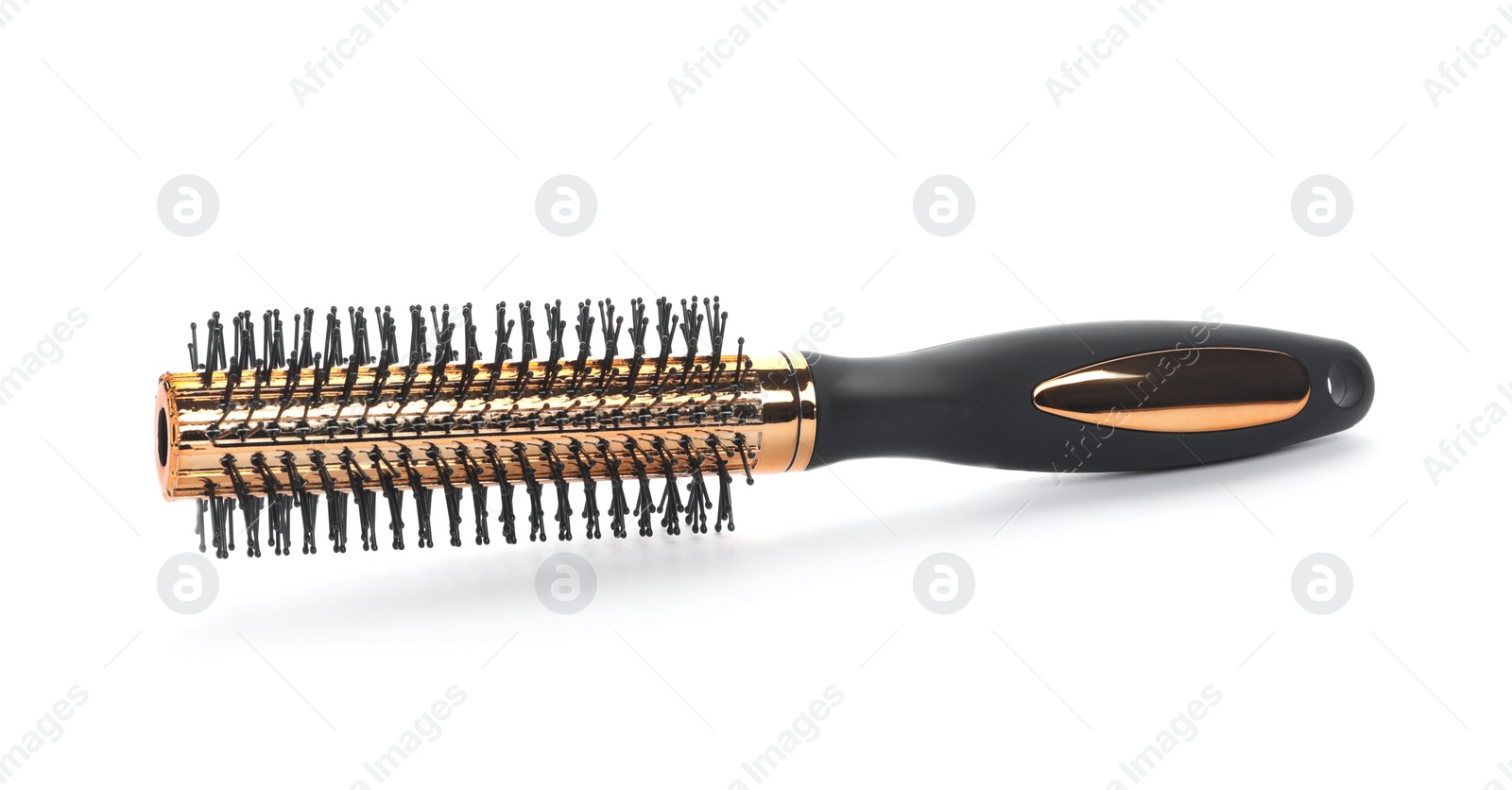 Photo of New round hair brush isolated on white