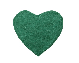 Photo of Heart of spirulina algae powder isolated on white, top view