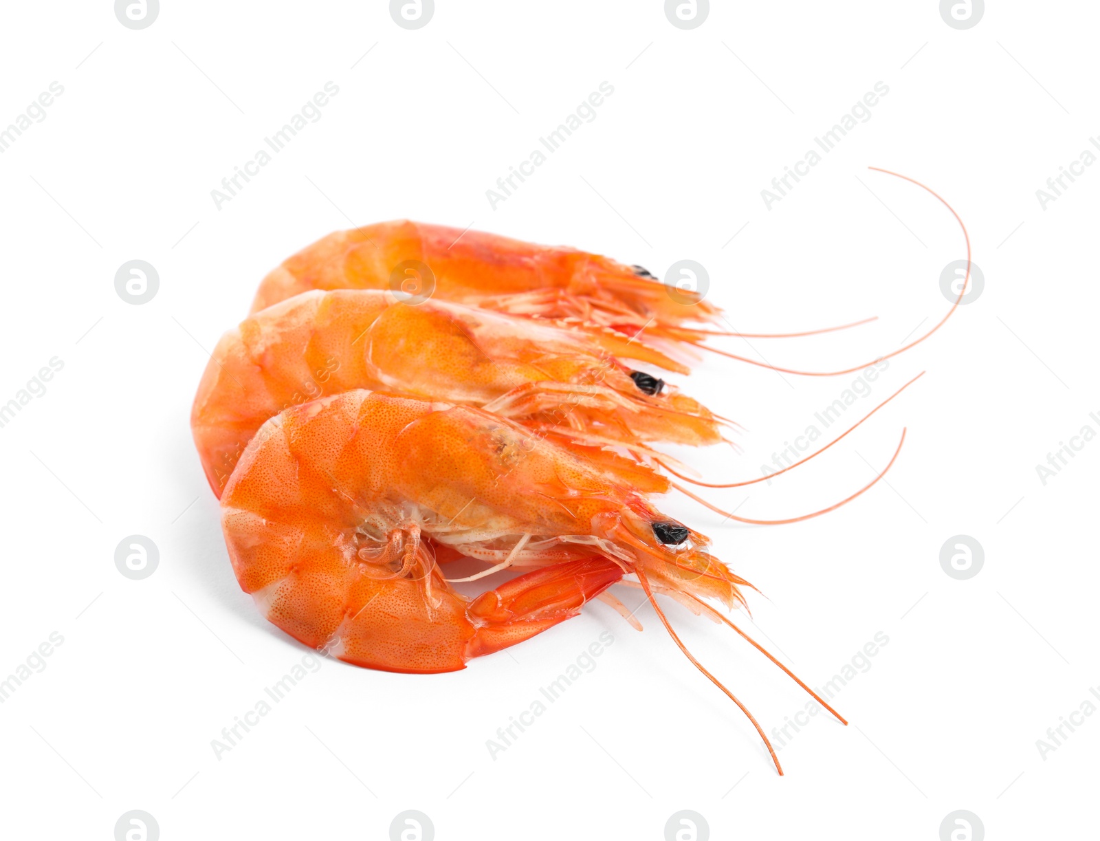 Photo of Delicious cooked whole shrimps isolated on white