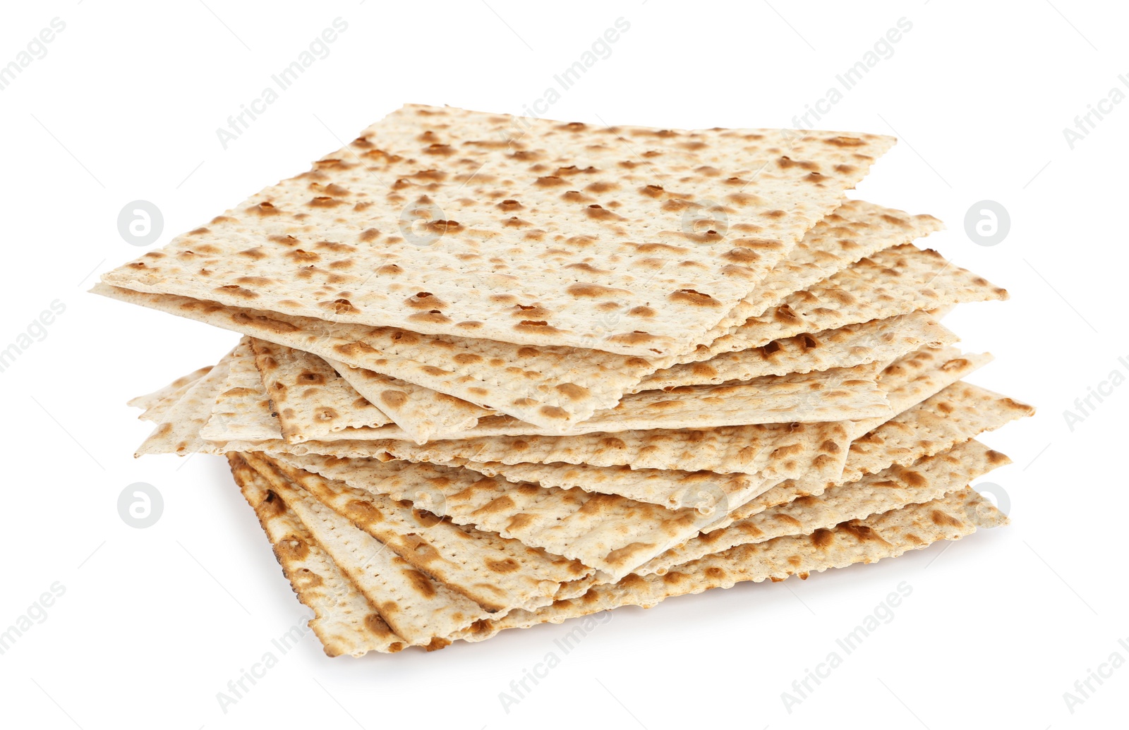 Photo of Passover matzos isolated on white. Pesach celebration