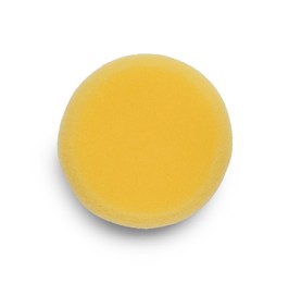 Photo of Yellow sponge for clay modeling on white background, top view