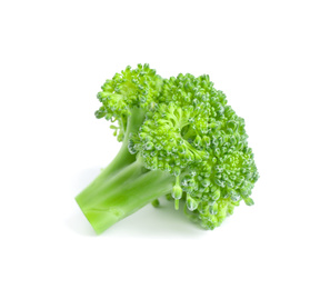 Fresh green raw broccoli on white background