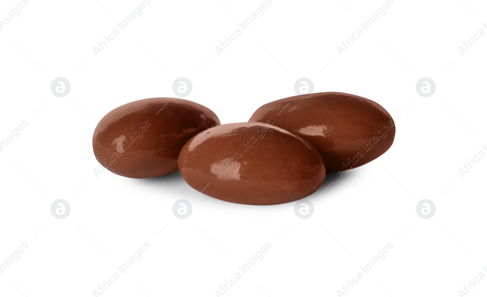 Photo of Delicious sweet chocolate candies on white background