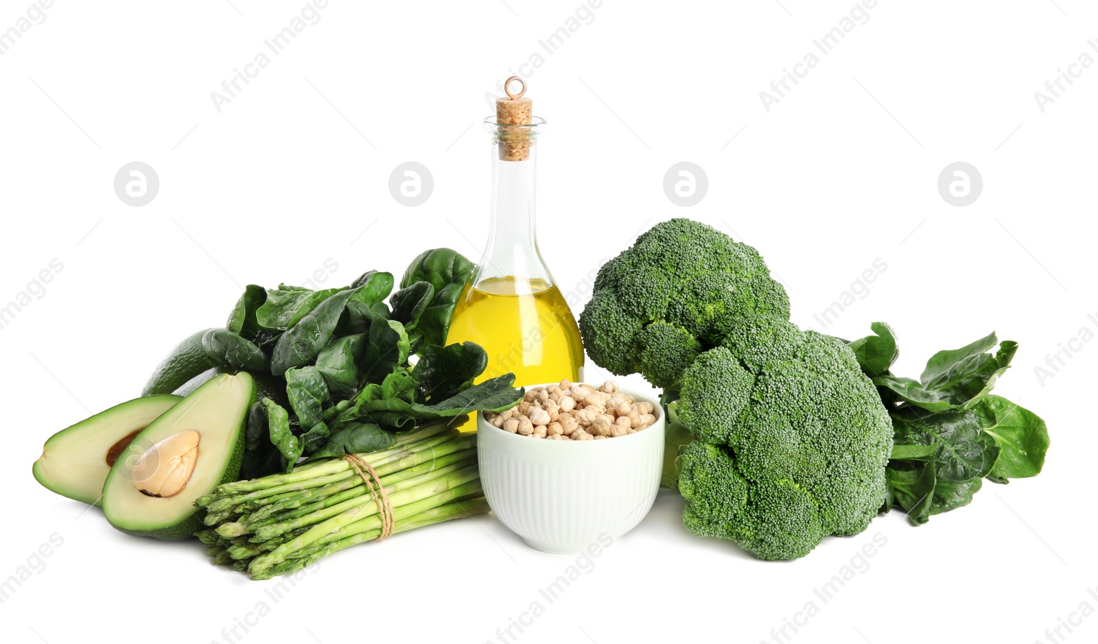 Photo of Different products rich in vitamin E on white background