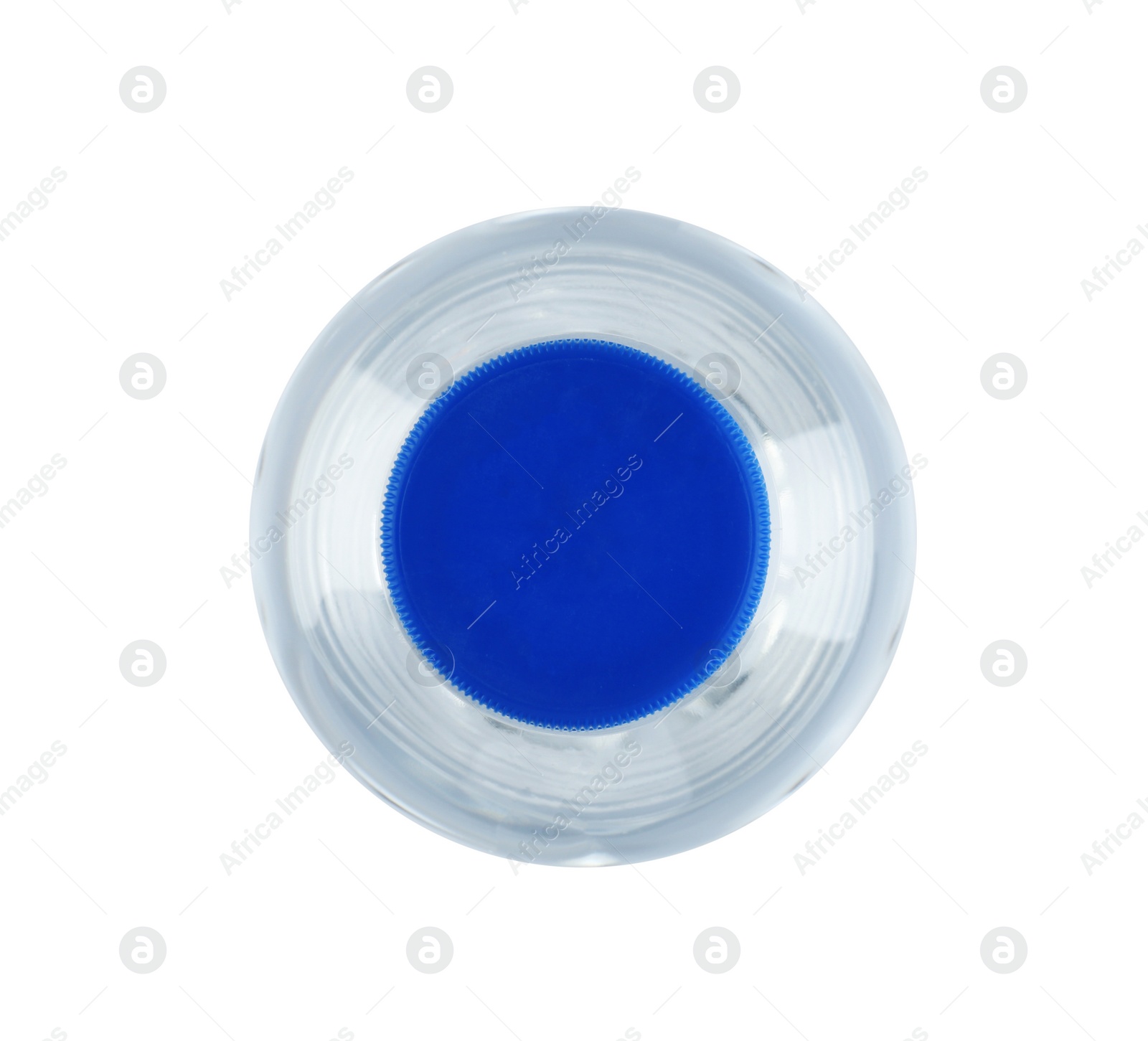 Photo of Plastic bottle with pure water on white background, top view