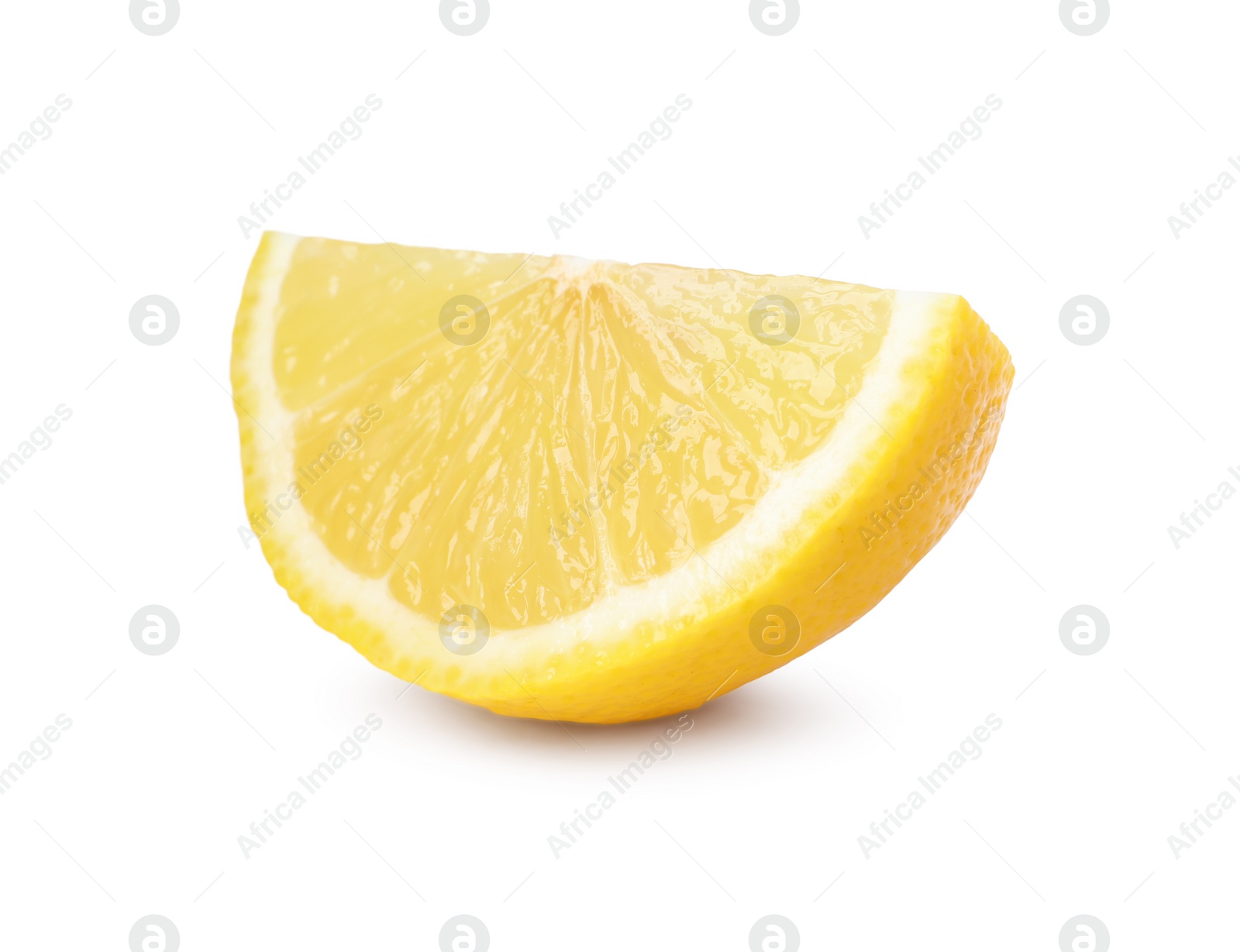 Photo of Citrus fruit. Slice of fresh lemon isolated on white