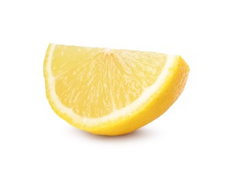 Photo of Citrus fruit. Slice of fresh lemon isolated on white