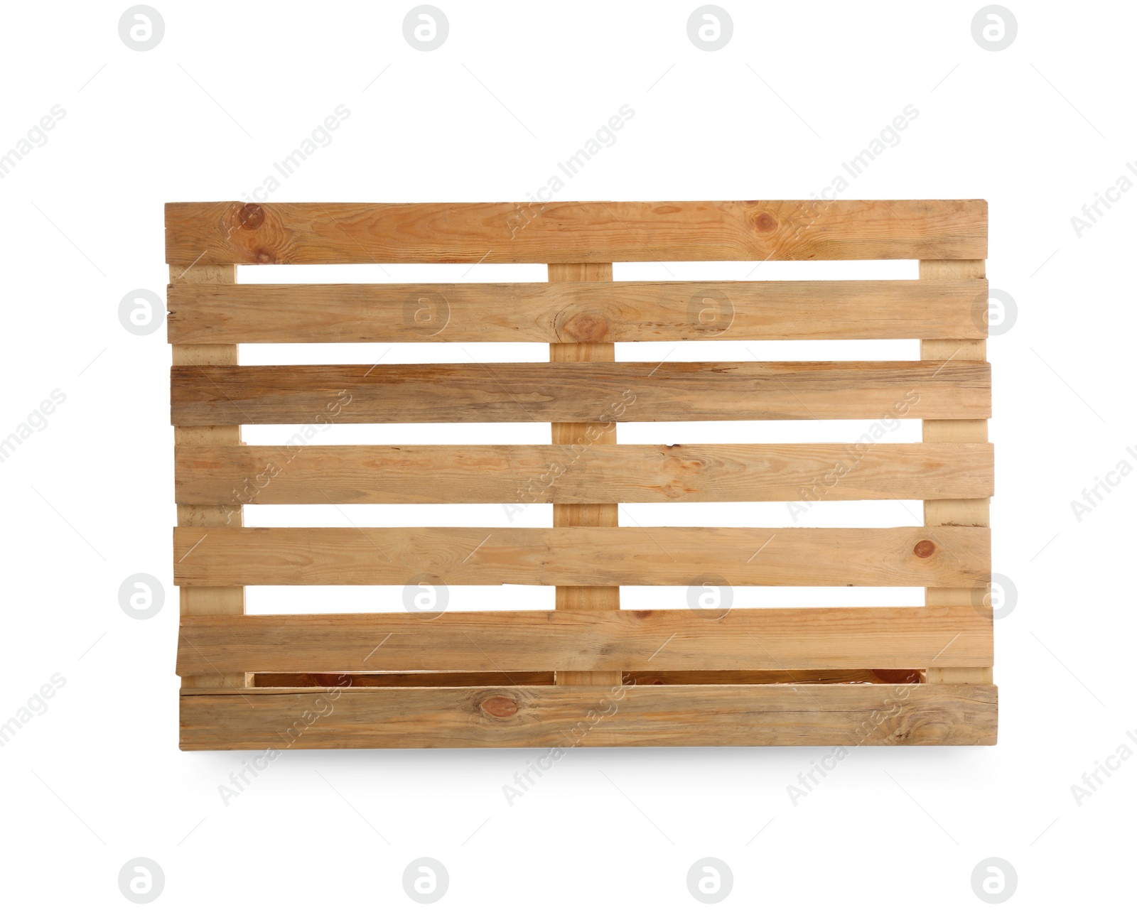 Photo of Wooden pallet isolated on white. Transportation and storage