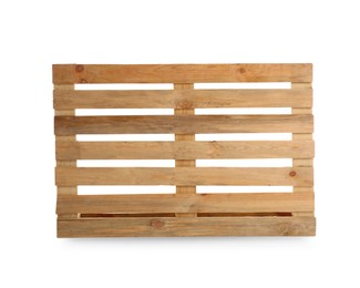 Photo of Wooden pallet isolated on white. Transportation and storage