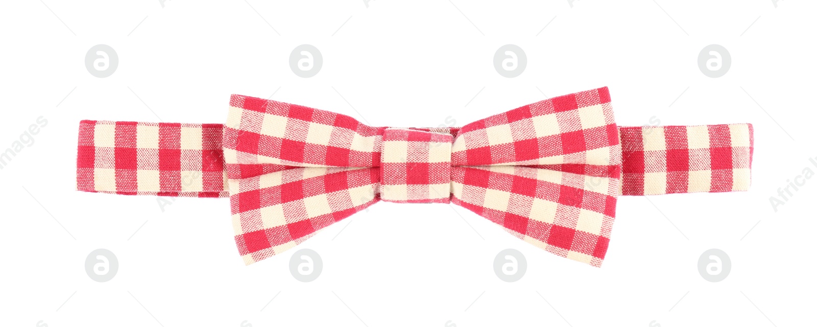 Photo of Stylish red gingham bow tie isolated on white