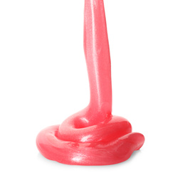 Flowing red slime on white background. Antistress toy