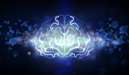 Illustration of  human brain on dark background