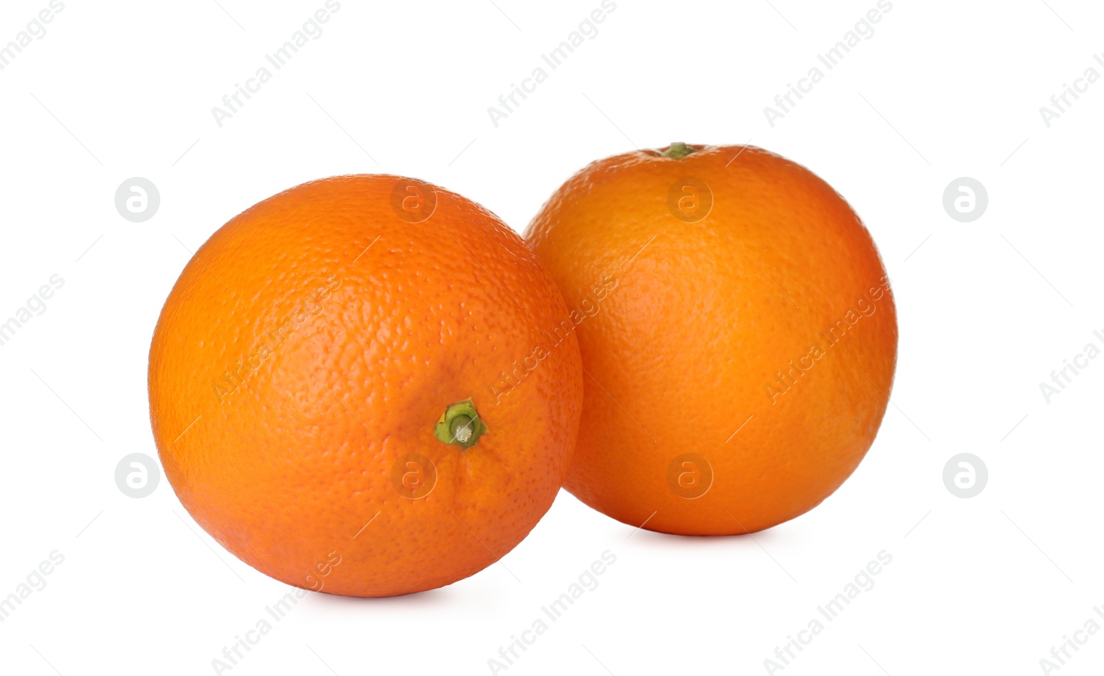 Photo of Fresh ripe oranges isolated on white. Citrus fruit