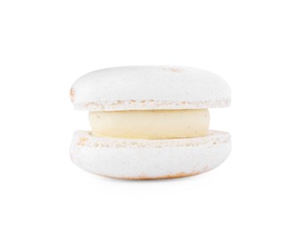 One delicious sweet macaron isolated on white