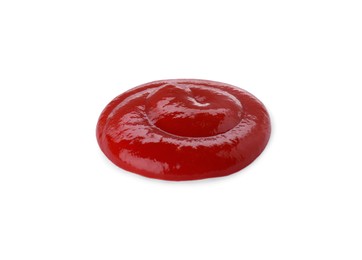 Photo of Tasty fresh ketchup isolated on white. Tomato sauce