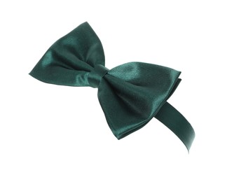 Photo of Green bow tie isolated on white. Saint Patrick's Day accessory