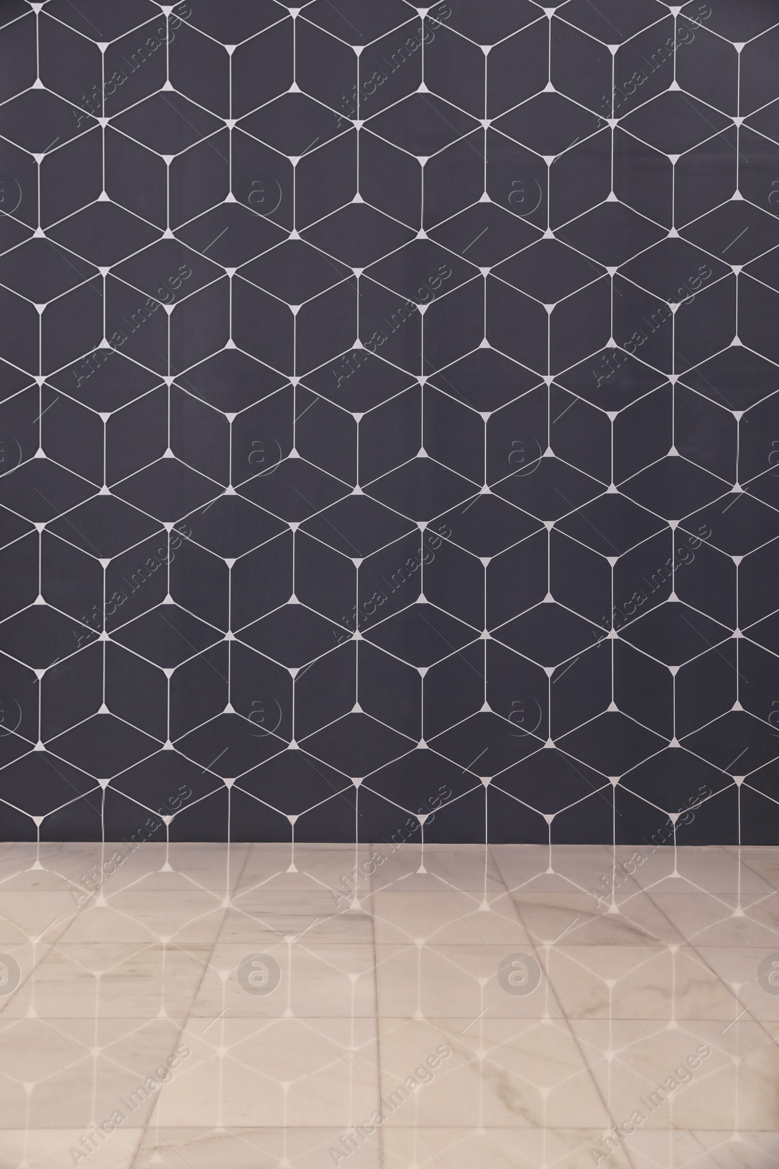 Photo of Geometric pattern on color wall. Modern design