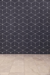 Photo of Geometric pattern on color wall. Modern design