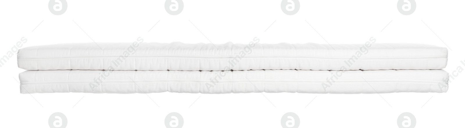 Photo of Two new comfortable mattresses isolated on white