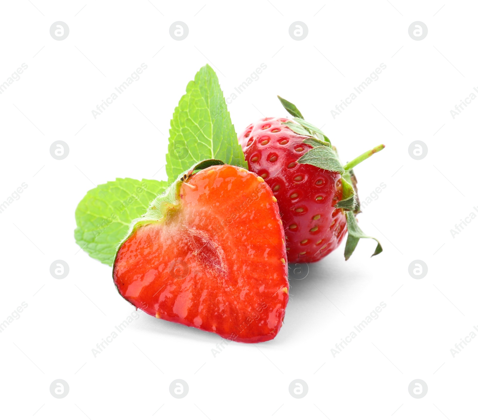 Photo of Delicious ripe strawberries on white background