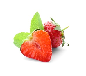 Photo of Delicious ripe strawberries on white background