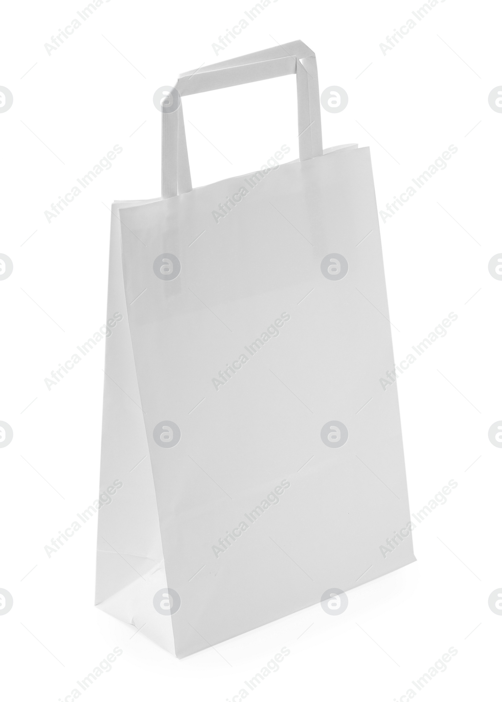 Photo of Empty shopping paper bag isolated on white