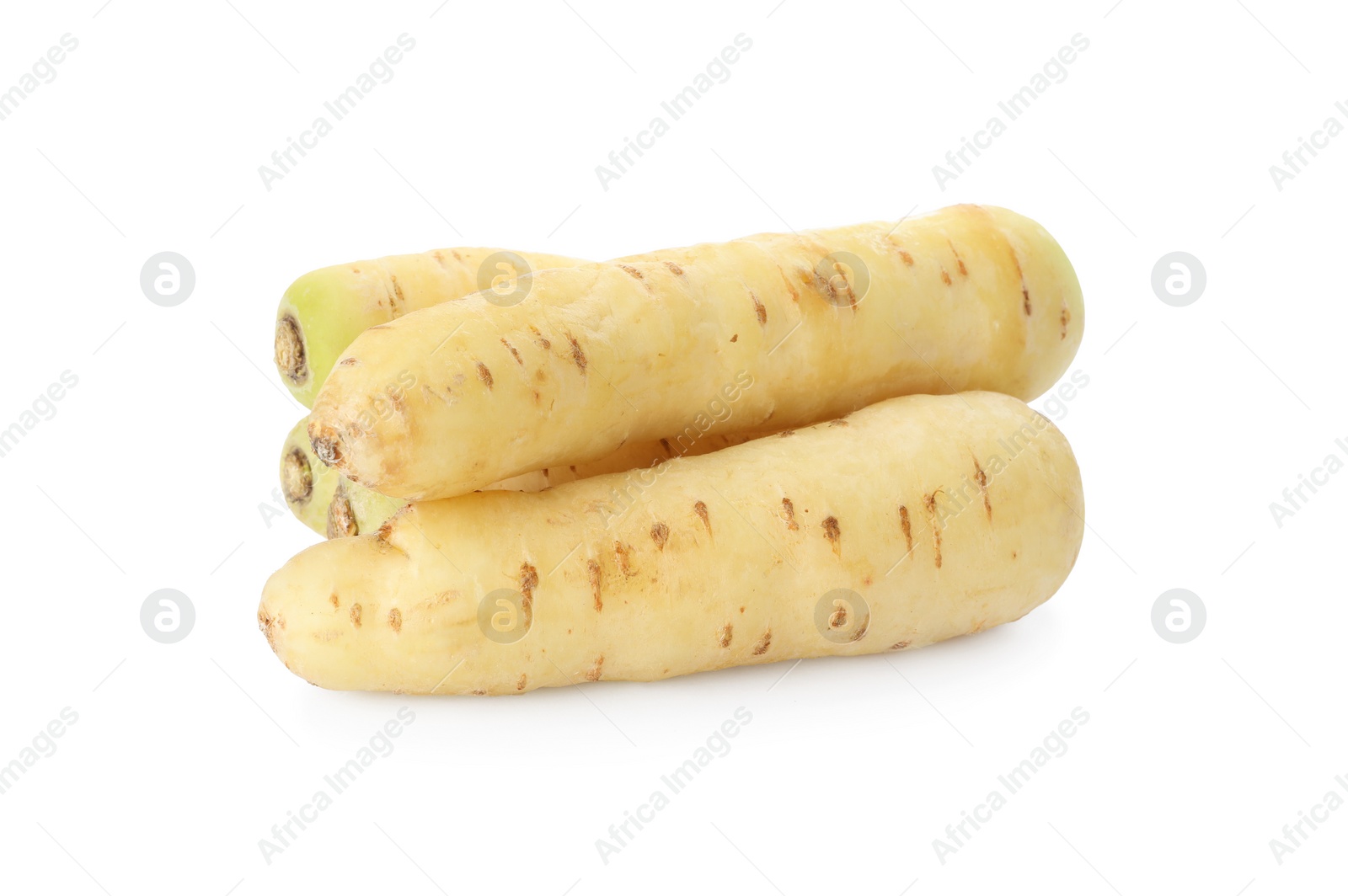 Photo of Whole fresh raw carrots isolated on white