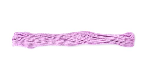 Photo of Light violet embroidery thread on white background