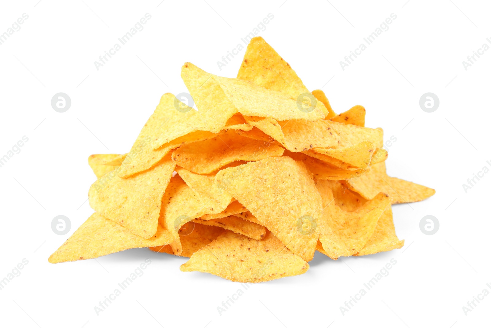 Photo of Tasty Mexican nachos chips on white background