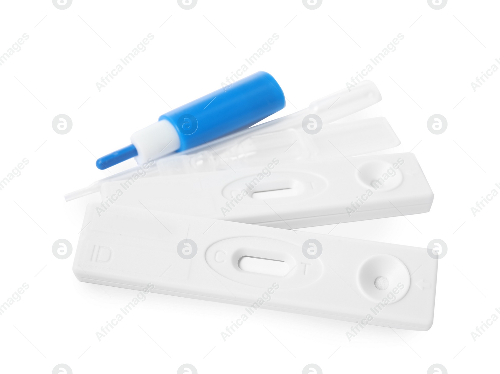 Photo of Disposable express test kit for hepatitis on white background