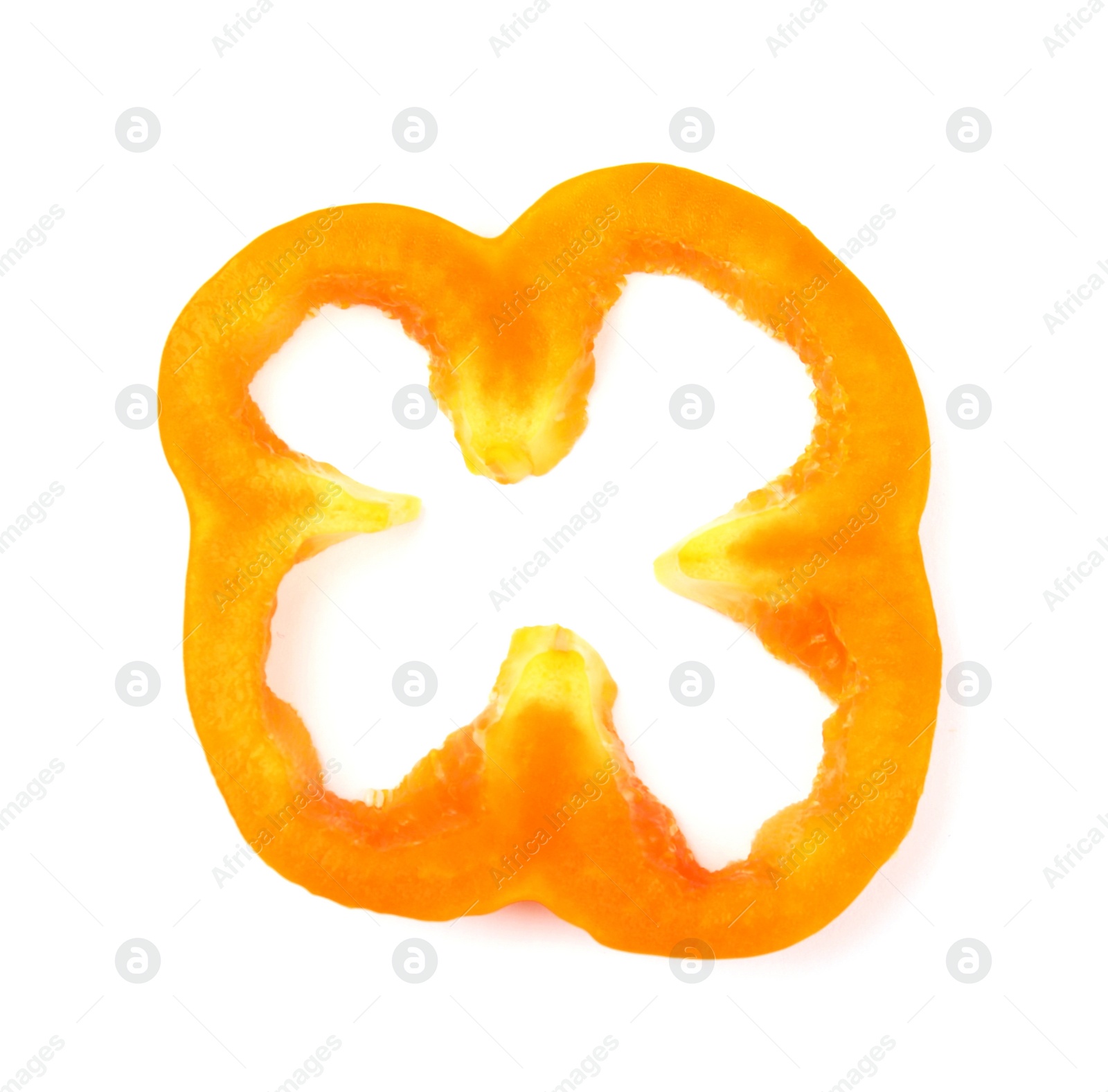 Photo of Ring of orange bell pepper on white background