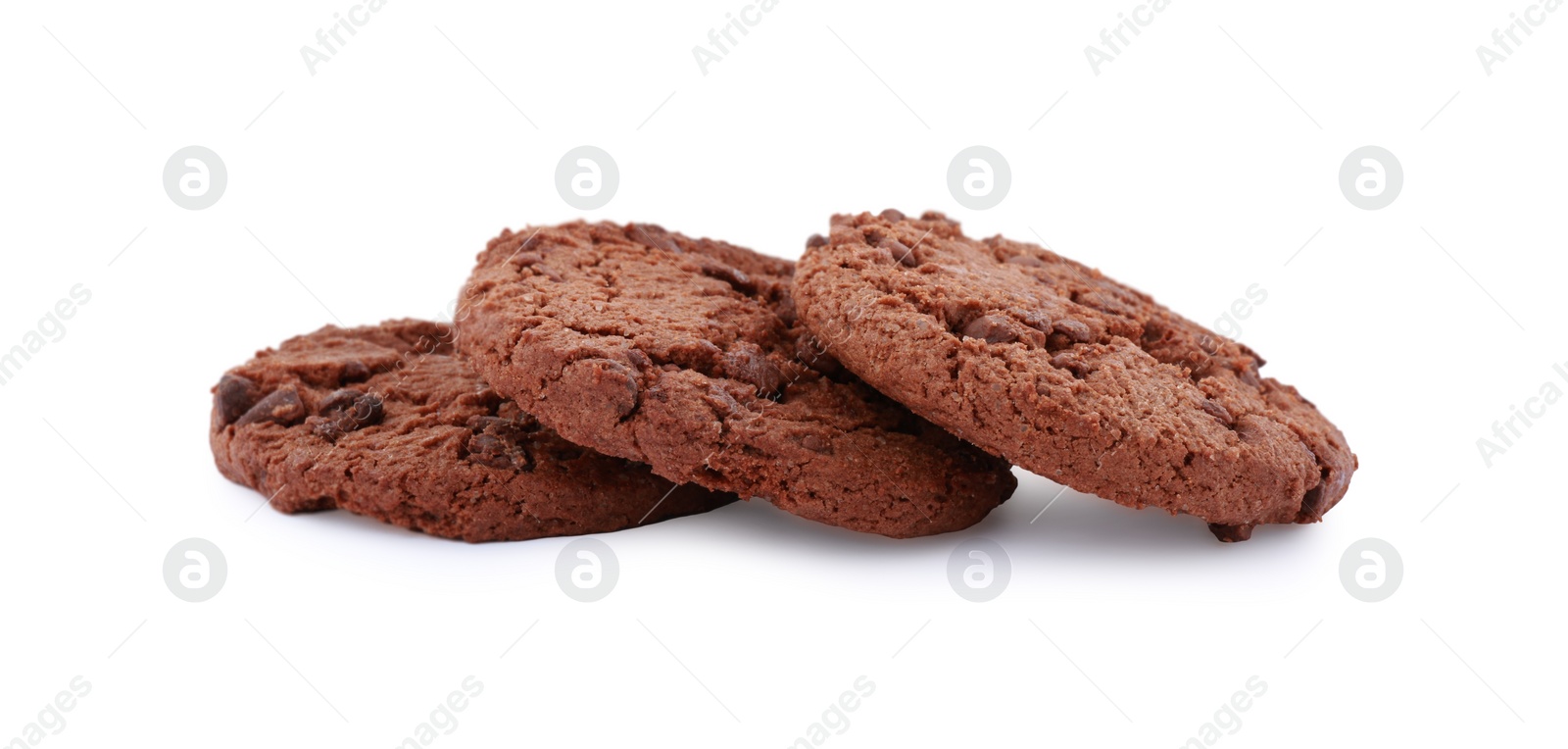 Photo of Delicious chocolate chip cookies isolated on white