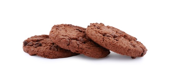 Delicious chocolate chip cookies isolated on white