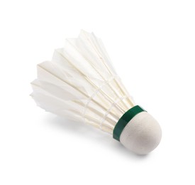 Photo of One feather badminton shuttlecock isolated on white