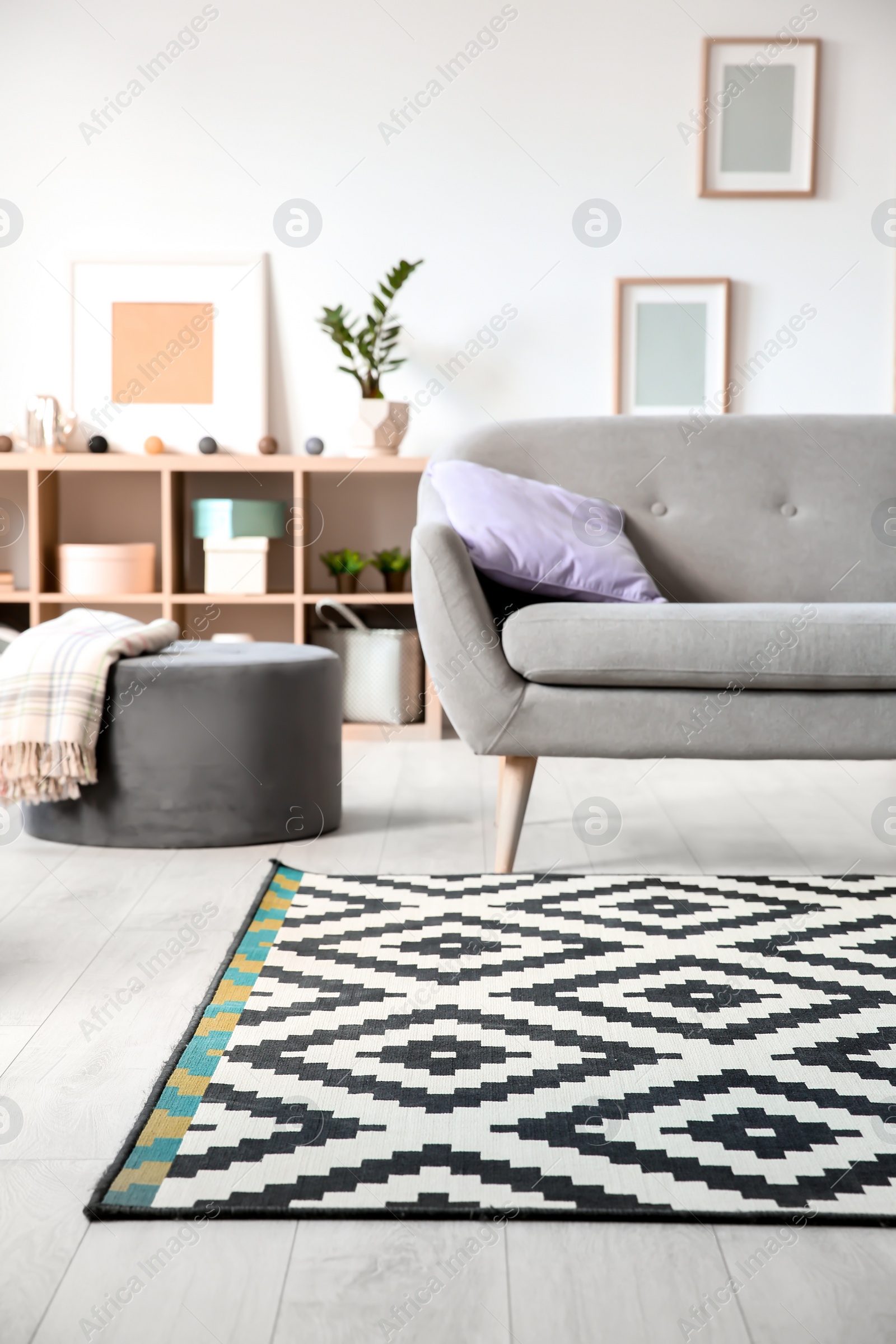 Photo of Modern living room interior with stylish sofa and carpet