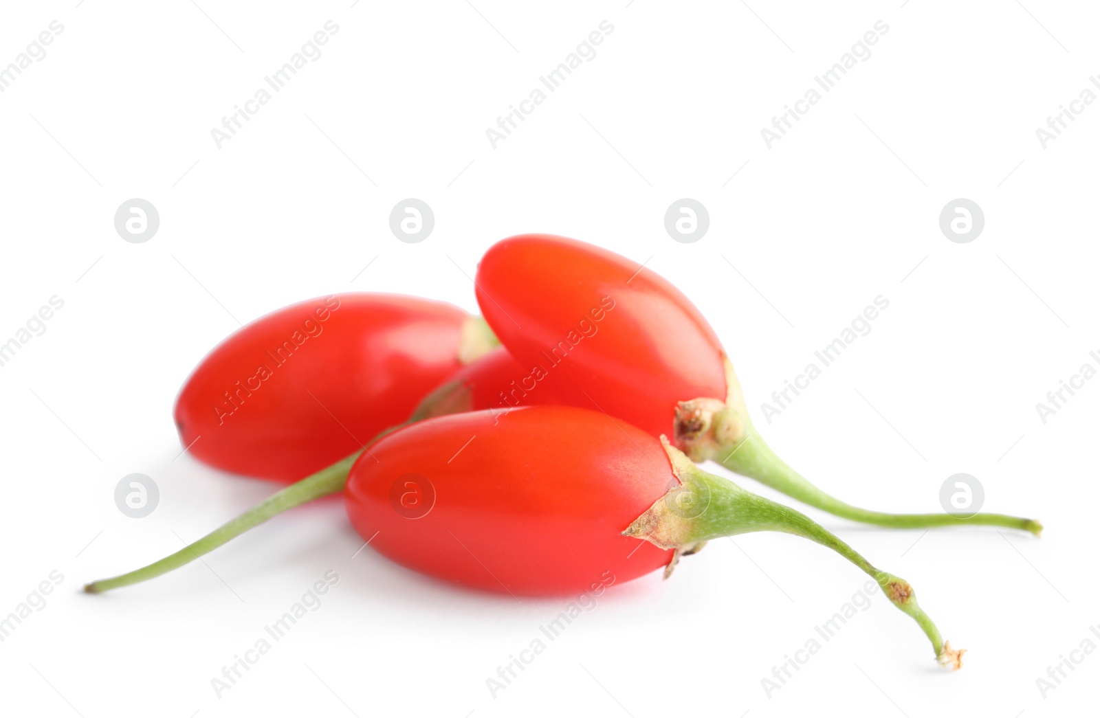 Photo of Fresh goji berries on white background. Healthy superfood