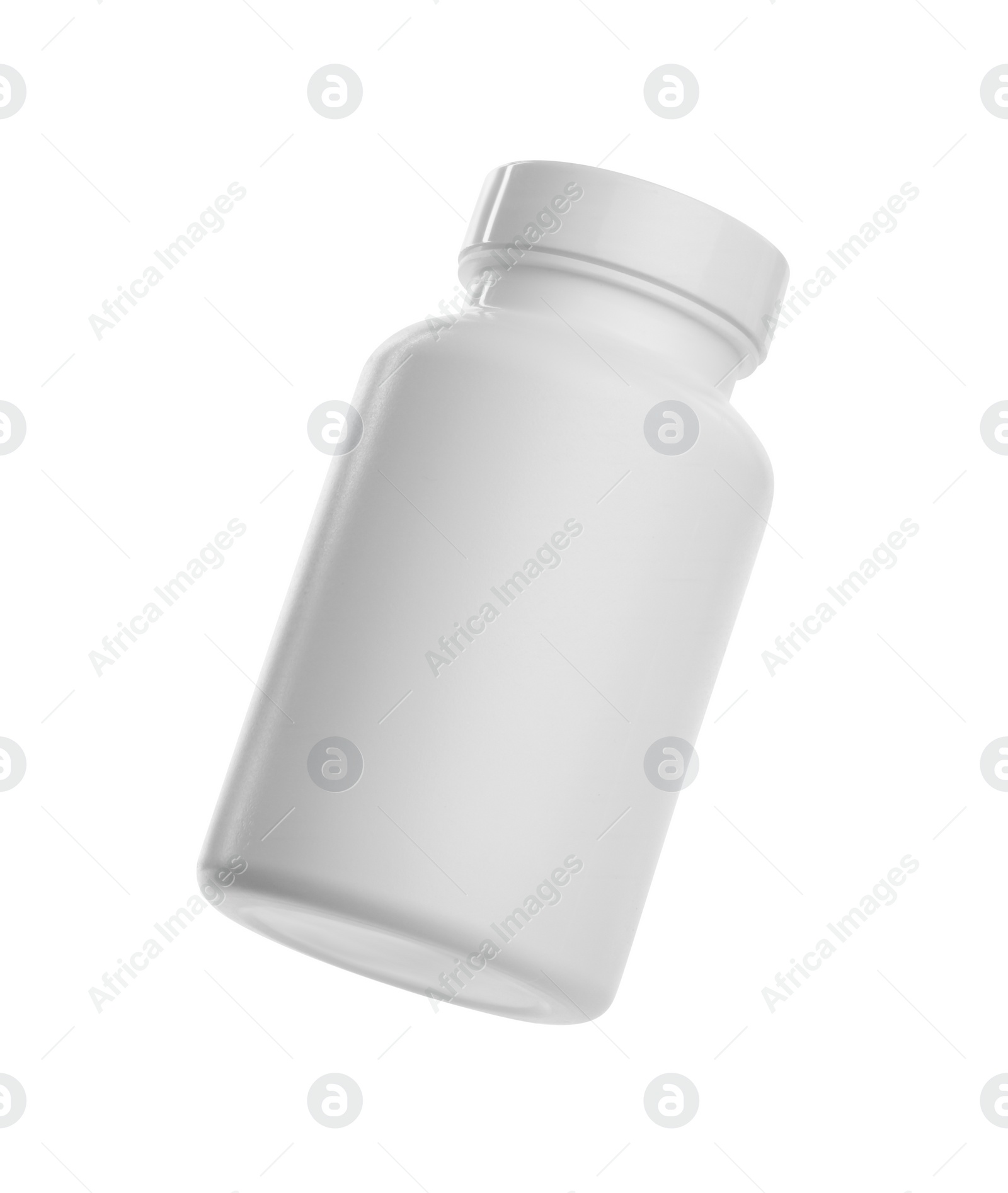 Photo of Blank plastic pill bottle isolated on white