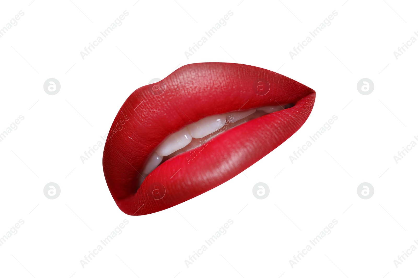 Image of Attractive lips with beautiful lipstick isolated on white